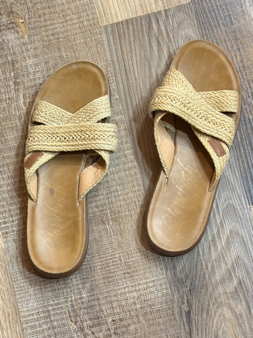 Blowfish Braided Cross-Strap Slide Sandals in Natural